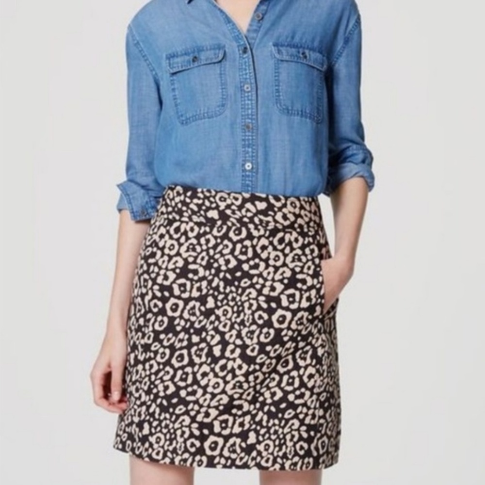 LOFT animal print skirt with pockets 12P